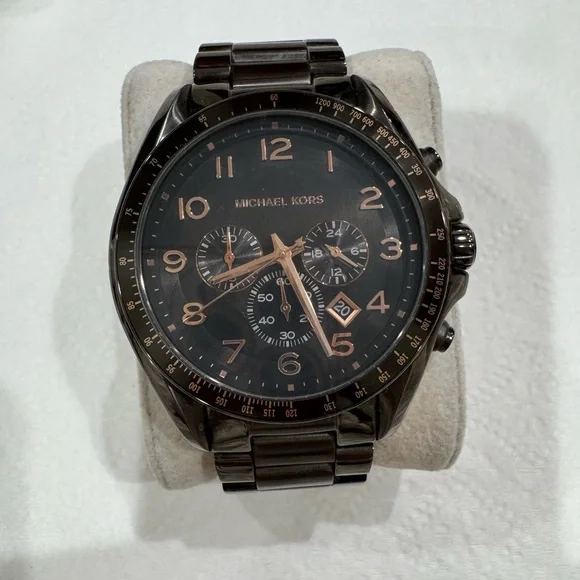 Michael Kors Gunmetal Chronograph Watch - Black Dial / Rose Gold Accents - Picture 3 of 3